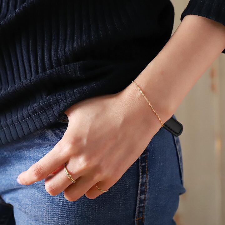 18金 ブレスレット スクリュー チェーン 1.2mm幅 レディース ゴールド