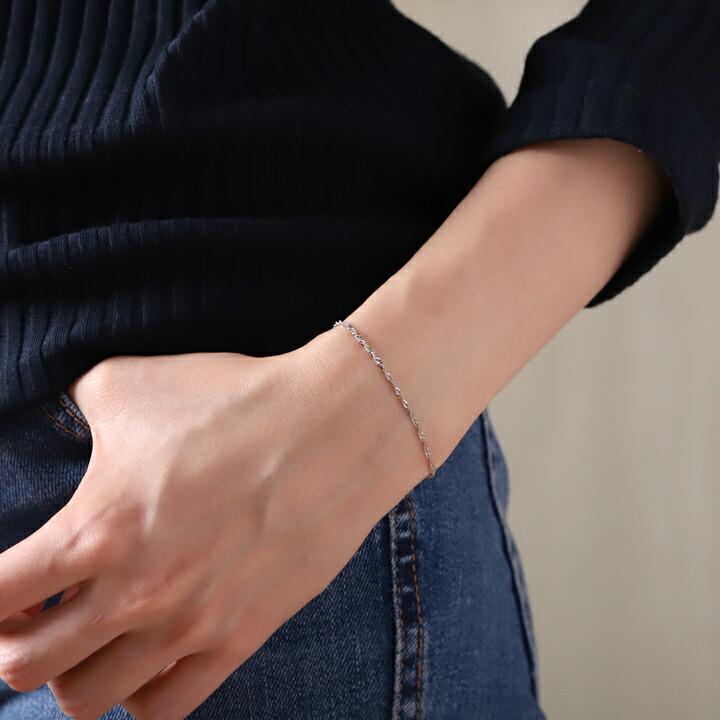 日曜7%クーポン有▼ プラチナブレスレット レディース ブレスレット プラチナ スクリューチェーン 1.6mm アジャスター チェーン シンプル | DEVAS | 08