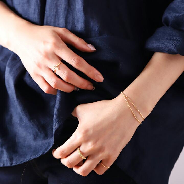 K18 18金　2連ブレスレット ブレスレット 18金 K18 18k 2連 スクリュー アズキ チェーン ブレス