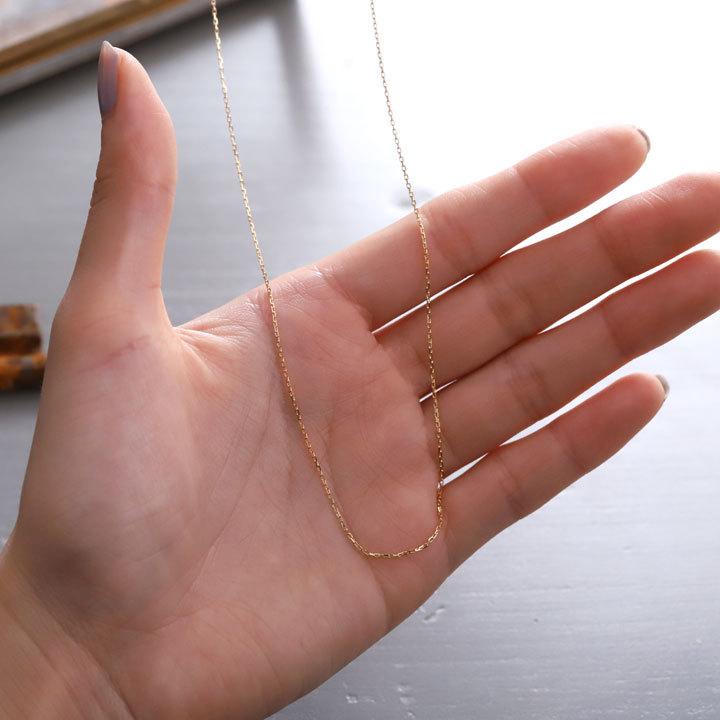 18金ネックレス k18 ネックレス 18金 レディース チェーン ネックレスチェーン 0.9mm幅 カットあずき 18k ゴールド シンプル 18 金 チェーンのみ 40cm 45cm 50cm | DEVAS | 05