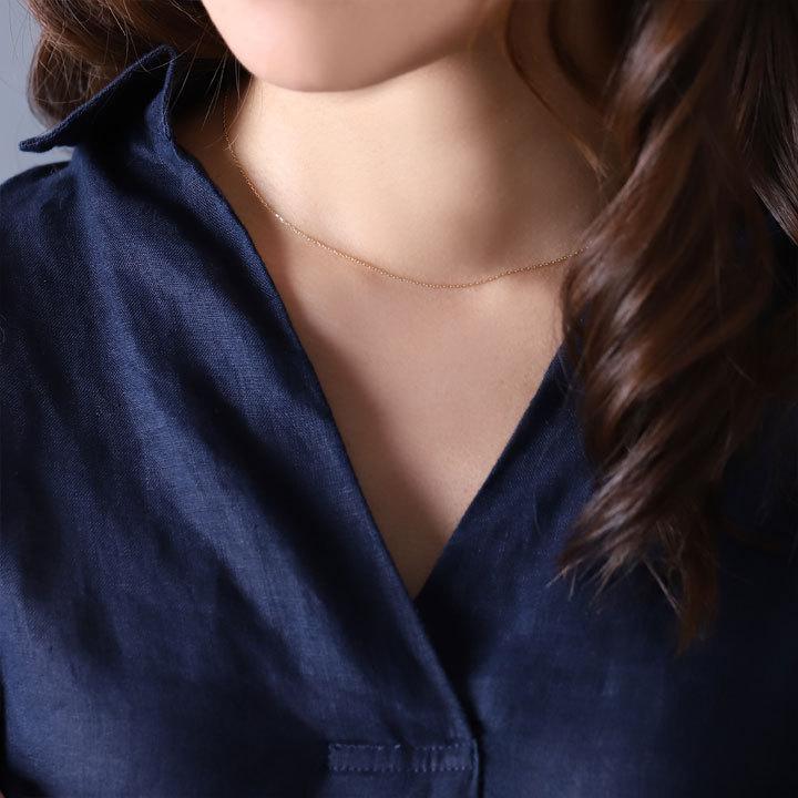 18金ネックレス k18 ネックレス 18金 レディース チェーン ネックレスチェーン 0.9mm幅 カットあずき 18k ゴールド シンプル 18 金 チェーンのみ 40cm 45cm 50cm | DEVAS | 06