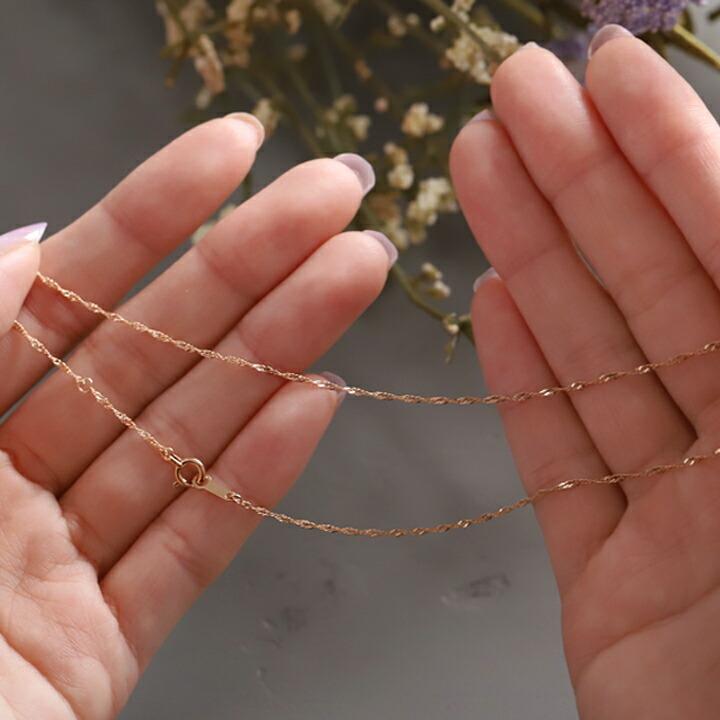 18金ネックレス k18 ピンクゴールド ネックレスチェーン スクリューチェーン 1.2mm幅 レディース ネックレス チェーン | DEVAS | 05