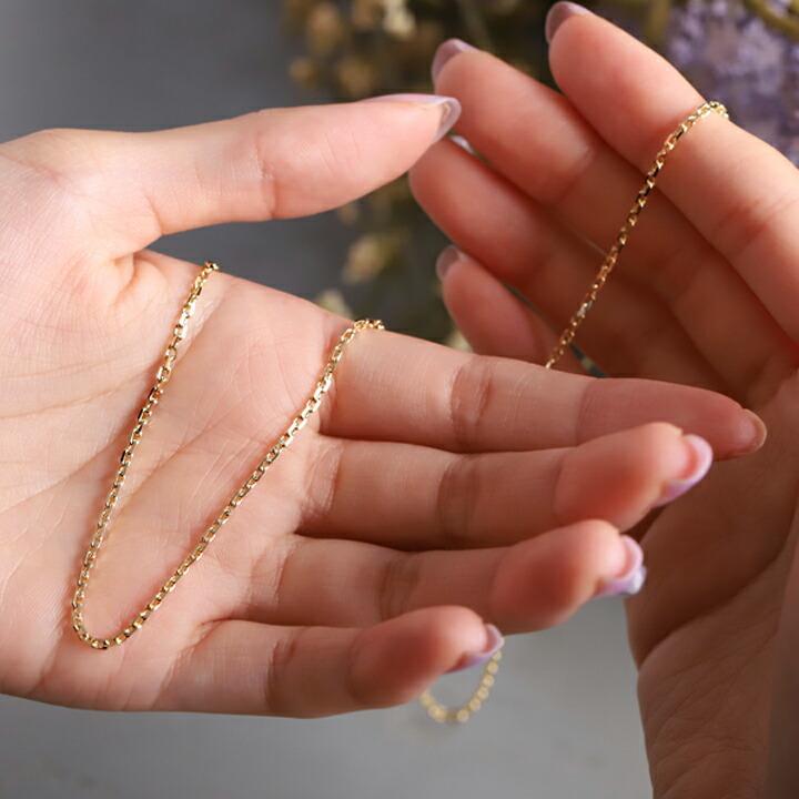 18金ネックレス k18 ネックレス 18金 レディース チェーン ネックレスチェーン あずき チェーン 1.75mm幅 メンズ 18k ゴールド シンプル 金 45cm 47cm 50cm 60cm | DEVAS | 05