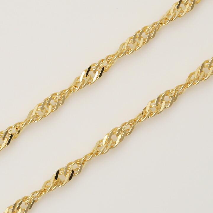 18金ネックレス k18 ネックレスチェーン スクリュー チェーン 1.6mm幅 レディース ネックレス チェーン 18k ゴールドの画像