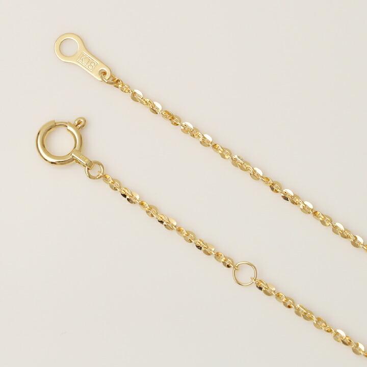 18金ネックレス k18 ネックレスチェーン あずきチェーン 1.2mm幅 レディース ネックレス チェーン 18k ゴールドの画像