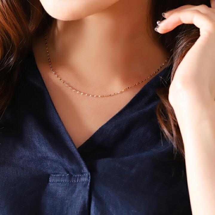 18金ネックレス k18 ネックレスチェーン フラワーチェーン 1.8mm幅 レディース ネックレス チェーン 18k ゴールド | DEVAS | 06