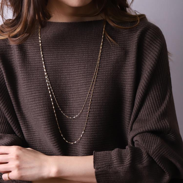 DEVAS 18金ネックレス k18 ネックレスチェーン 2連ロングネックレス 
