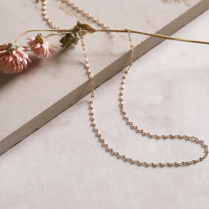 18金ネックレス k18 ネックレス 18金 レディース チェーン ピンクゴールド ネックレスチェーン ブルーム 1.6mm幅 18k シンプル 18 金 華奢 チェーンのみ | DEVAS | 01