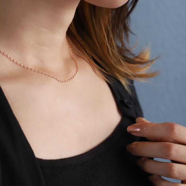 18金ネックレス k18 ネックレス 18金 レディース チェーン ピンクゴールド ネックレスチェーン ブルーム 1.6mm幅 18k シンプル 18 金 華奢 チェーンのみ | DEVAS | 03