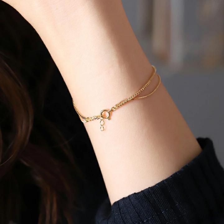 18金 ブレスレット k18 18金ブレスレット 18k レディース 2連 ベネチアンチェーン 1mm 0.5mm ゴールド チェーン | DEVAS | 10