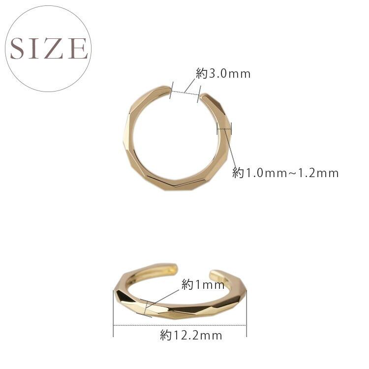 イヤーカフ 18金 イヤカフ k18 18k レディース ノンホール ピアス カットデザイン 18 金 ノンホールピアス シンプル | DEVAS | 10