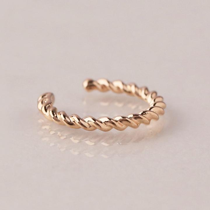 イヤーカフ 18金 イヤカフ k18 18k レディース ピンクゴールド ノンホール ピアス ツイスト ひねり 18 金 ノンホールピアス シンプル 小さめ つけっぱなし 片耳 | DEVAS | 01