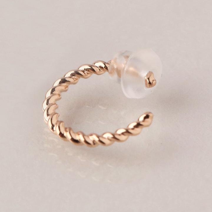 イヤーカフ 18金 イヤカフ k18 18k レディース ピンクゴールド ノンホール ピアス ツイスト ひねり 18 金 ノンホールピアス シンプル 小さめ つけっぱなし 片耳 | DEVAS | 02