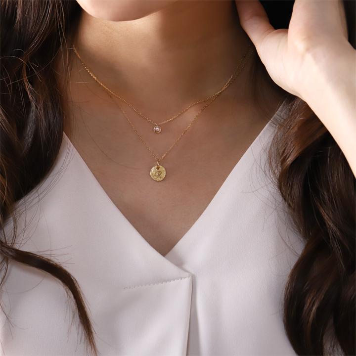 18金ネックレス k18 ネックレス 18金 レディース イニシャルネックレス イニシャル アルファベット コイン 刻印 18k | DEVAS | 13