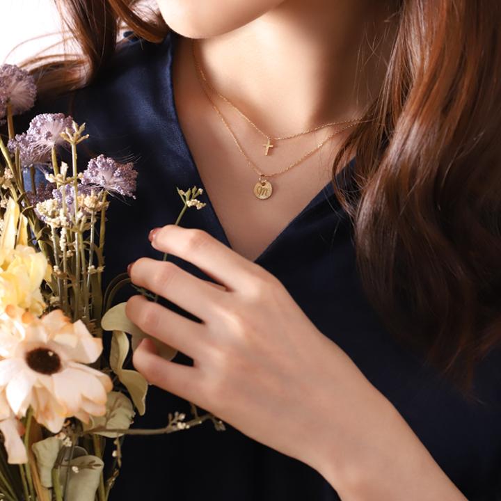 18金ネックレス k18 ネックレス 18金 レディース イニシャルネックレス イニシャル アルファベット コイン 刻印 18k | DEVAS | 15