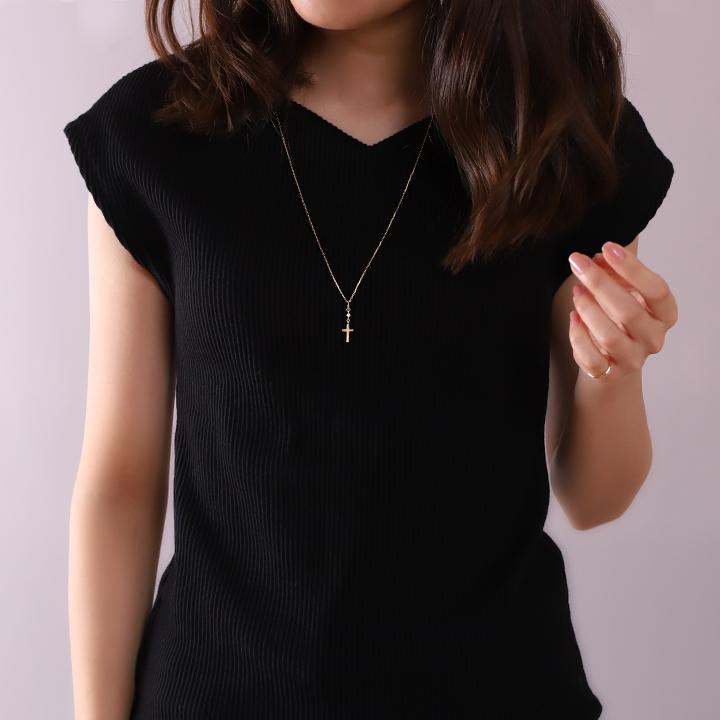 18金ネックレス k18 ネックレス 18金 レディース クロス 十字架 クロスネックレス ダイヤモンド 18k ゴールド | DEVAS | 05