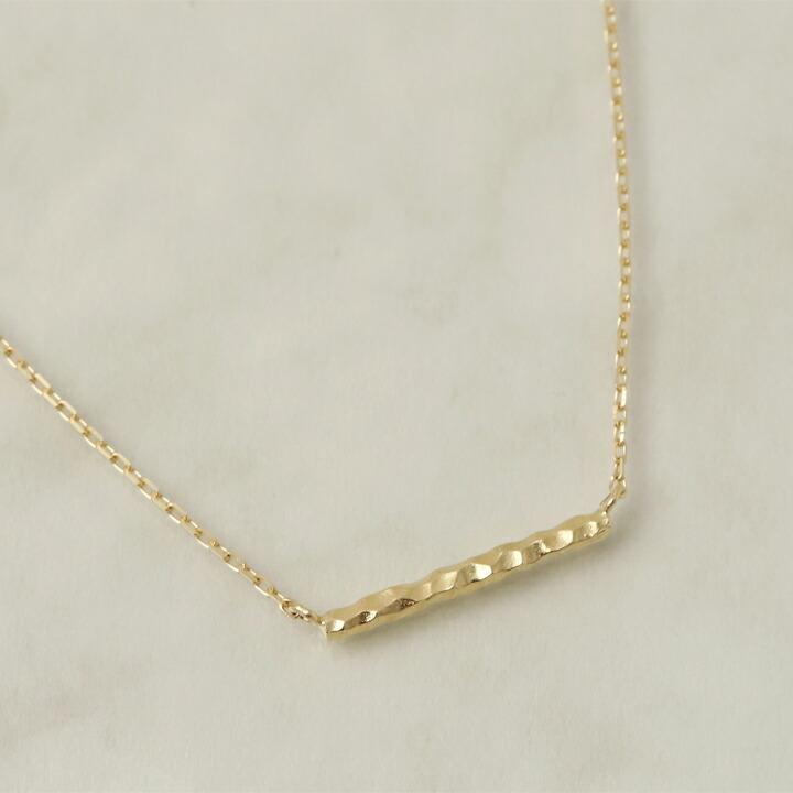 18金ネックレス k18 ネックレス 18金 レディース バー ストレート 凸凹 槌目 横棒 地金 18k ゴールド シンプル | DEVAS | 03