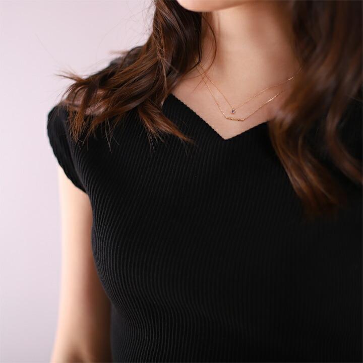 18金ネックレス k18 ネックレス 18金 レディース バー ストレート 凸凹 槌目 横棒 地金 18k ゴールド シンプル | DEVAS | 05