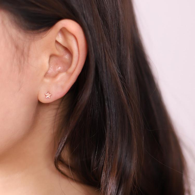 18金 ピアス k18 ピンクゴールド 18金ピアス 18k スター 星 スタッズ シンプル k18ピアス レディース ピアス18金 | DEVAS | 03