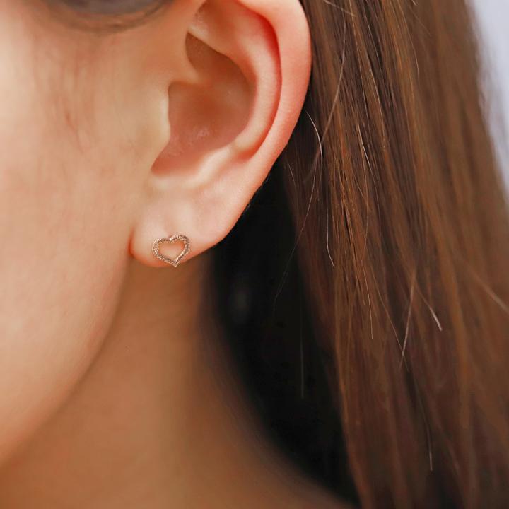18金 ピアス k18 ピンクゴールド 18金ピアス 18k オープンハート ハート シンプル k18ピアス レディース ピアス18金 | DEVAS | 06