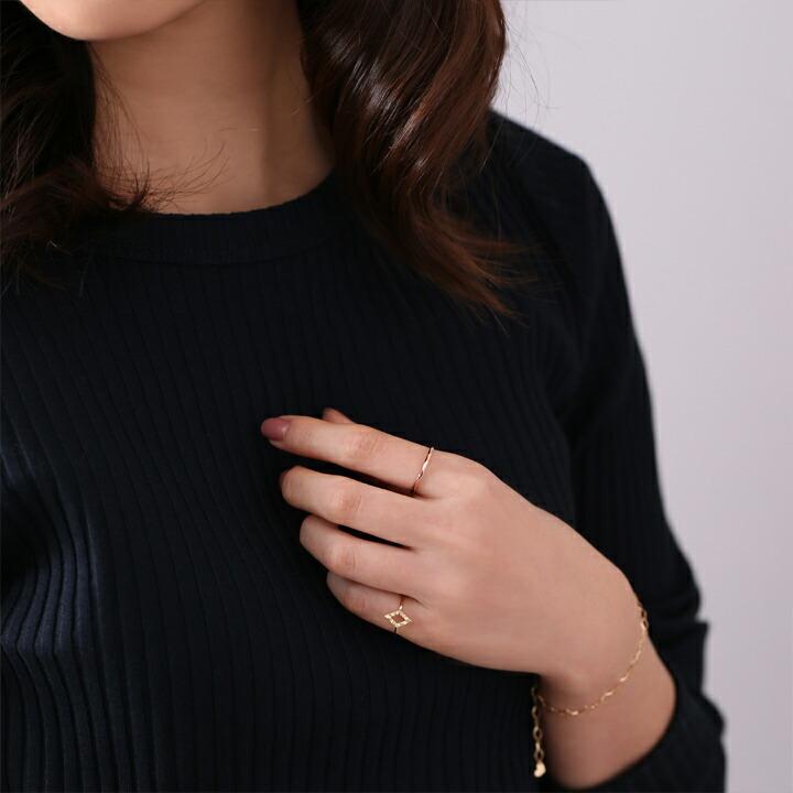 18金 リング k18 ピンキーリング ピンクゴールド 指輪 k18リング カットリング 18k レディース 18金指輪 18金リング | DEVAS | 05