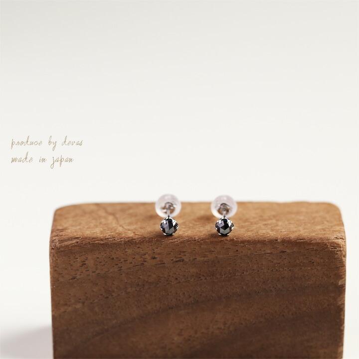 18金 ピアス k18 18金ピアス 18k ブラック ダイヤモンド シンプル k18ピアス レディース ピアス18金 【在庫限り】 | DEVAS | 01