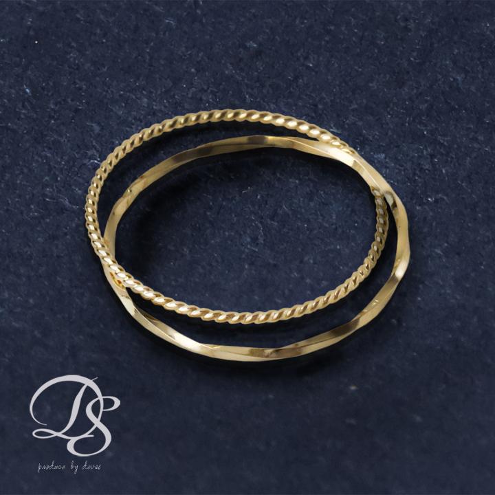 18金 リング k18 ピンキーリング k18リング 2連 ひねり 18k 指輪 レディース 18金指輪 18金リング 18kリング シンプル | DEVAS