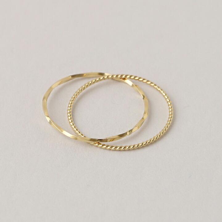 DEVAS 18金 リング k18 ピンキーリング k18リング 2連 ひねり 18k 指輪