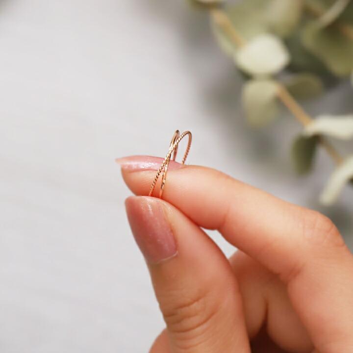 18金 リング k18 ピンキーリング ピンクゴールド 指輪 k18リング 2連 ひねり 18k レディース 18金指輪 18金リング | DEVAS | 11