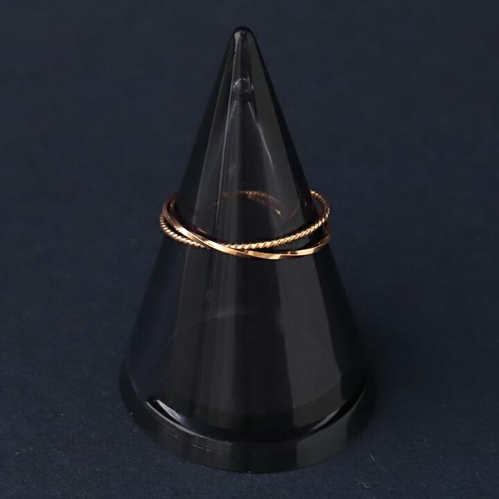 18金 リング k18 ピンキーリング ピンクゴールド 指輪 k18リング 2連 ひねり 18k レディース 18金指輪 18金リング | DEVAS | 01