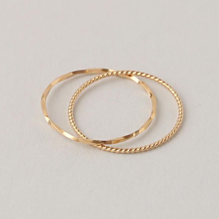 18金 リング k18 ピンキーリング ピンクゴールド 指輪 k18リング 2連 ひねり 18k レディース 18金指輪 18金リング | DEVAS | 03