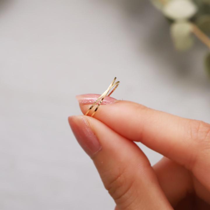 18金 リング k18 ピンキーリング k18リング 2連 角状 18k 指輪 レディース 18金指輪 18金リング 18kリング シンプル | DEVAS | 11