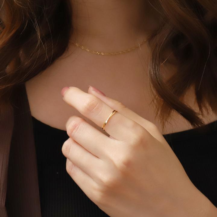 18金 リング k18 ピンキーリング k18リング 2連 角状 18k 指輪 レディース 18金指輪 18金リング 18kリング シンプル | DEVAS | 05