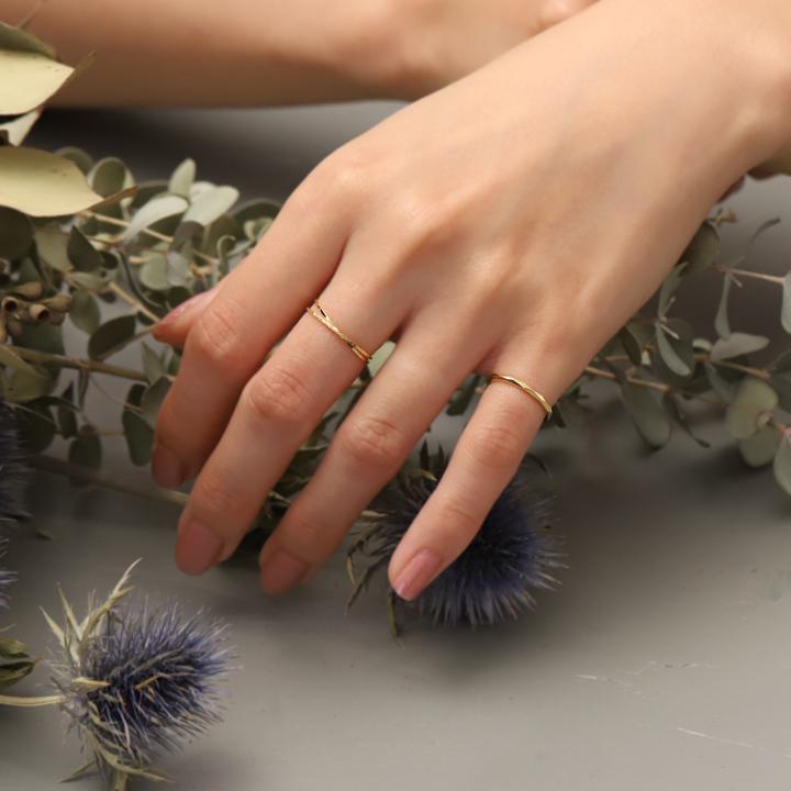 18金 リング k18 ピンキーリング k18リング 2連 角状 18k 指輪 レディース 18金指輪 18金リング 18kリング シンプル | DEVAS | 09