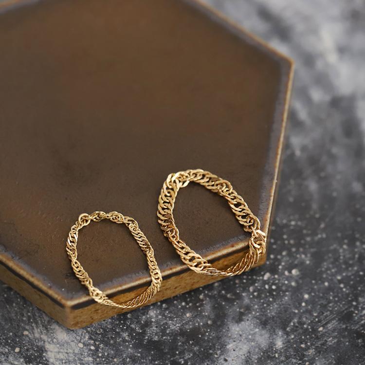 18金 リング k18 ピンキーリング k18リング スクリューチェーン 18k 指輪 レディース 18金指輪 18金リング 18kリング シンプル ピンキー ゴールド 地金 細い | DEVAS | 01