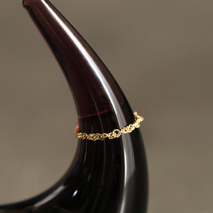 18金 リング k18 ピンキーリング k18リング スクリューチェーン 18k 指輪 レディース 18金指輪 18金リング 18kリング シンプル ピンキー ゴールド 地金 細い | DEVAS | 06