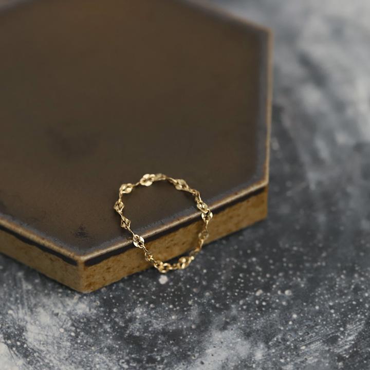 18金 リング k18 ピンキーリング k18リング ブルームチェーン 18k 指輪 レディース 18金指輪 18金リング 18kリング シンプル ピンキー ゴールド 地金 華奢 細い | DEVAS | 01