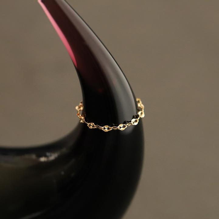 18金 リング k18 ピンキーリング k18リング ブルームチェーン 18k 指輪 レディース 18金指輪 18金リング 18kリング シンプル ピンキー ゴールド 地金 華奢 細い | DEVAS | 03
