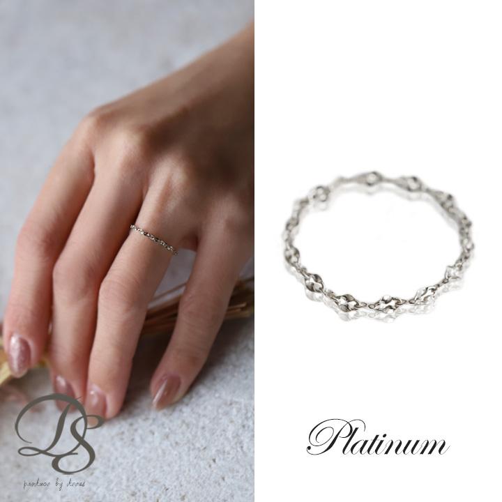 プラチナリング 指輪 プラチナ リング ピンキー ピンキーリング チェーンリング ブルーム pt850 pt 指輪 レディース シンプル プラチナ指輪 本物 地金 華奢 細い | DEVAS