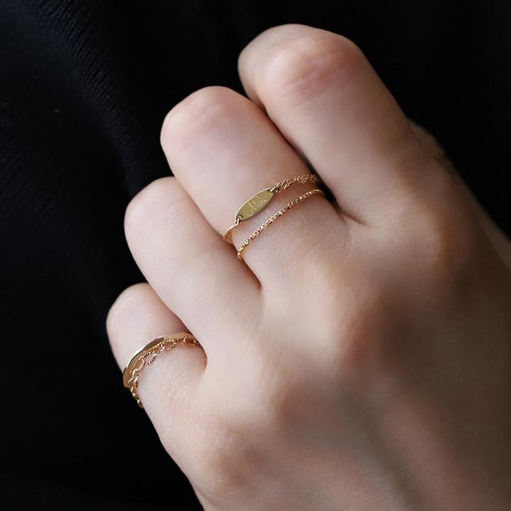 18金 リング k18 ピンキーリング k18リング チェーンリング シャインオーバル 1.8mm幅 18k 指輪 レディース 18金指輪 18金リング 18kリング | DEVAS | 10