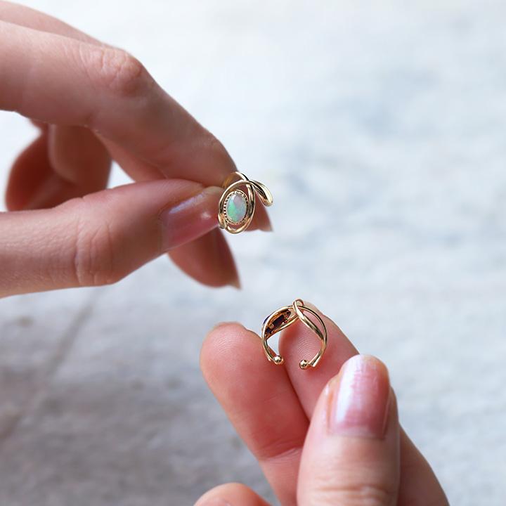 イヤーカフ 18金 イヤカフ k18 18k レディース ノンホール ピアス 天然石 ターコイズ 18 金 ノンホールピアス | DEVAS | 12