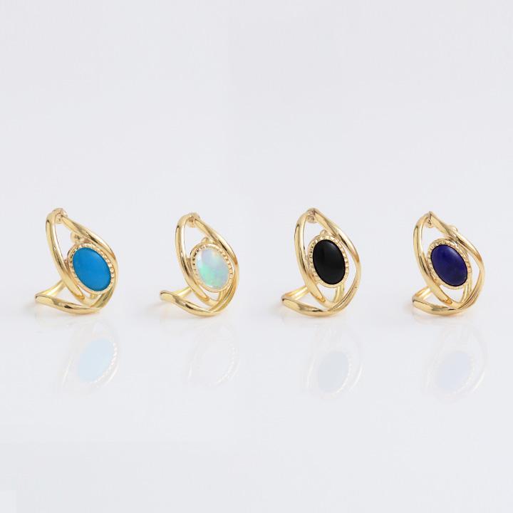 イヤーカフ 18金 イヤカフ k18 18k レディース ノンホール ピアス 天然石 ターコイズ 18 金 ノンホールピアス | DEVAS | 01