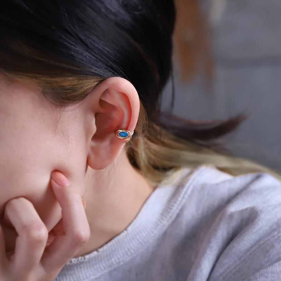 イヤーカフ 18金 イヤカフ k18 18k レディース ノンホール ピアス 天然石 ターコイズ 18 金 ノンホールピアス | DEVAS | 03