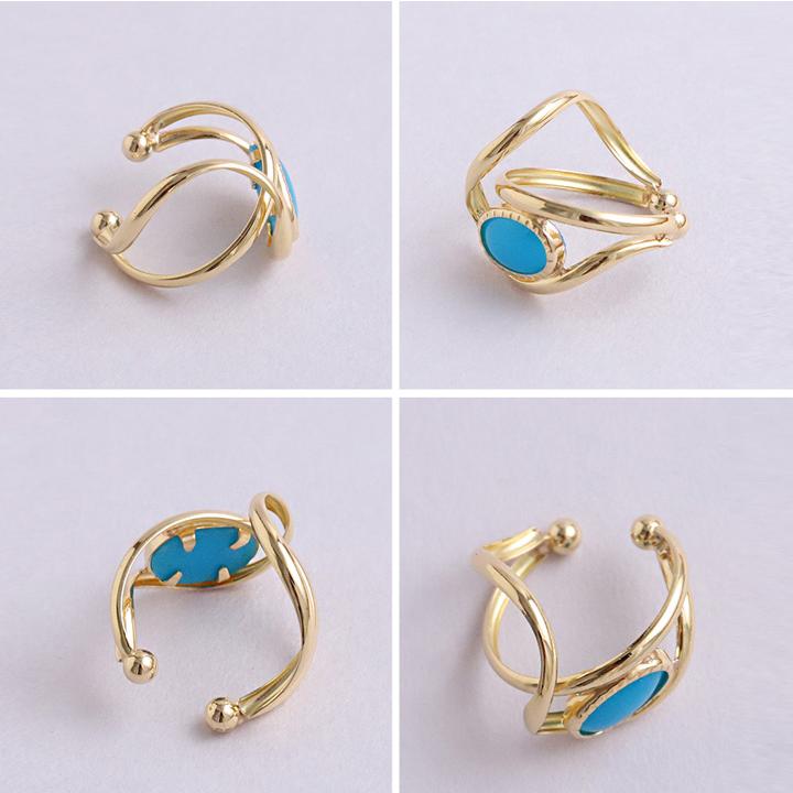 イヤーカフ 18金 イヤカフ k18 18k レディース ノンホール ピアス 天然石 ターコイズ 18 金 ノンホールピアス | DEVAS | 04