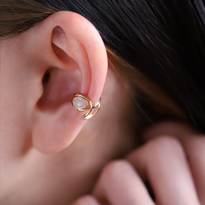 イヤーカフ 18金 イヤカフ k18 18k レディース ノンホール ピアス 天然石 ターコイズ 18 金 ノンホールピアス | DEVAS | 07