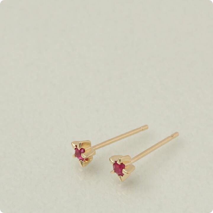 18金 ピアス k18 18金ピアス 18k スター 星 ルビー 0.1ct  シンプル k18ピアス レディース ピアス18金 地金 ゴールド | DEVAS | 02
