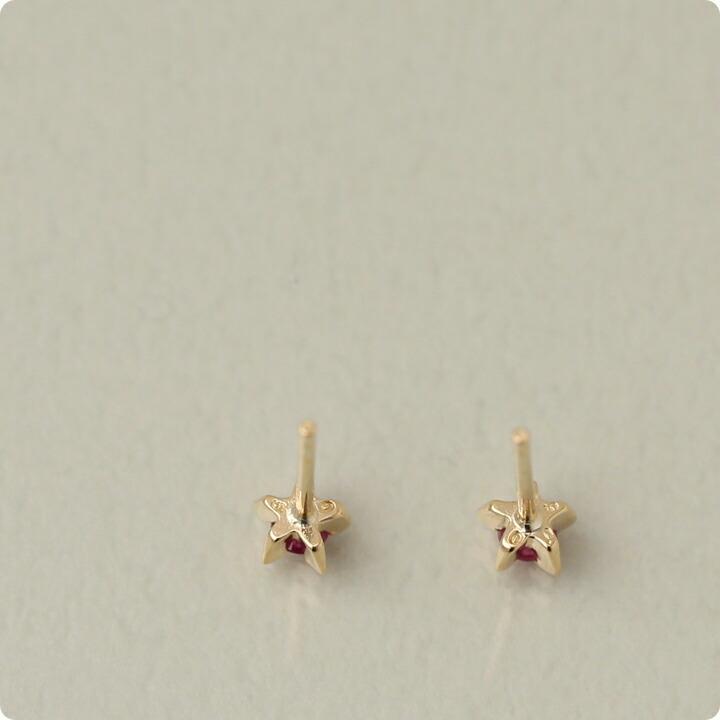 18金 ピアス k18 18金ピアス 18k スター 星 ルビー 0.1ct  シンプル k18ピアス レディース ピアス18金 地金 ゴールド | DEVAS | 04