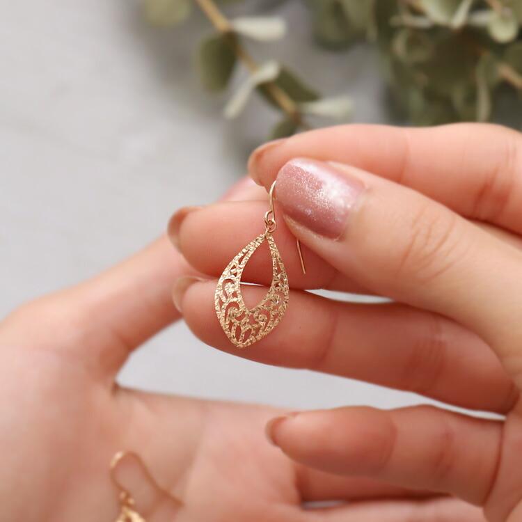 K18 18金 18k フックピアス ピンクゴールド ペア♡②