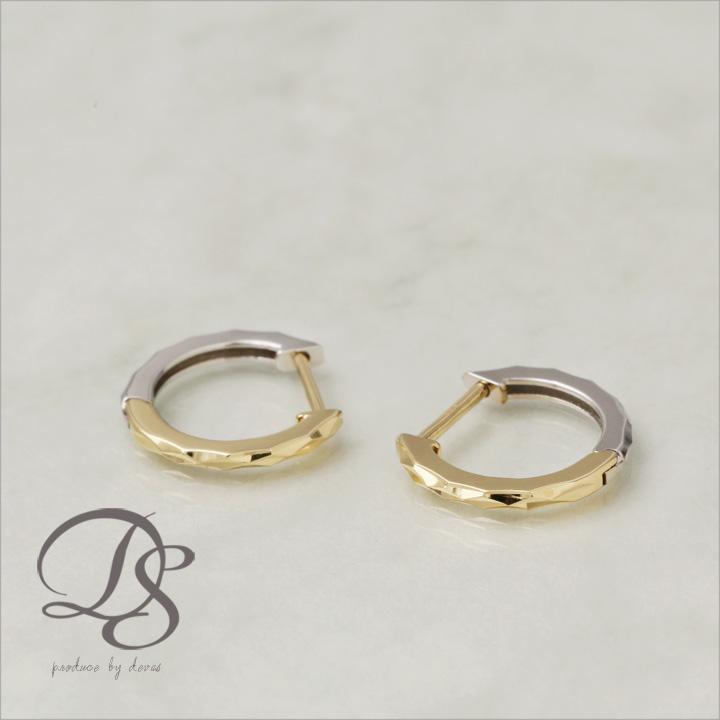 フープピアス 18k ピアス 18金 フープ k18 18金ピアス ホワイトゴールド カット シンプル k18ピアス レディース | DEVAS