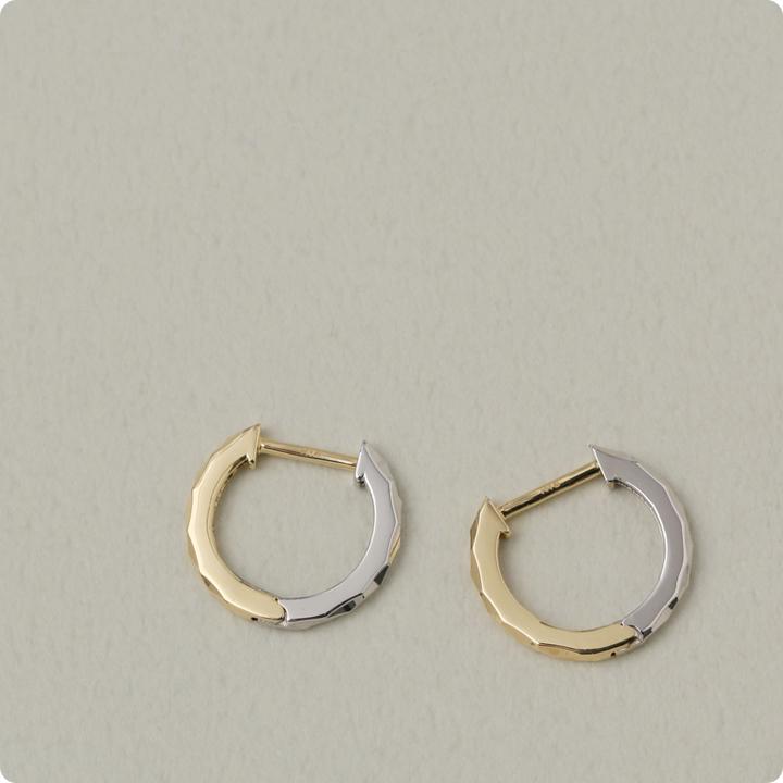 フープピアス 18k ピアス 18金 フープ k18 18金ピアス ホワイトゴールド カット シンプル k18ピアス レディース | DEVAS | 02